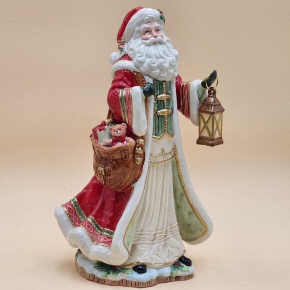 Fitz & Floyd Crimson Holiday Santa Studio 13" Figurine W/ Lantern Original Box - Picture 3 of 16